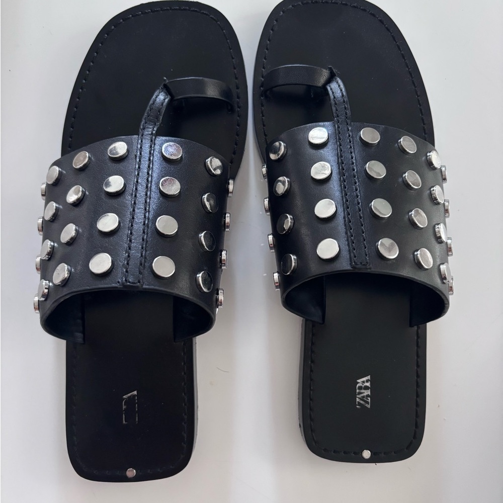 Zara Black Studded Sandals with Edgy Design
